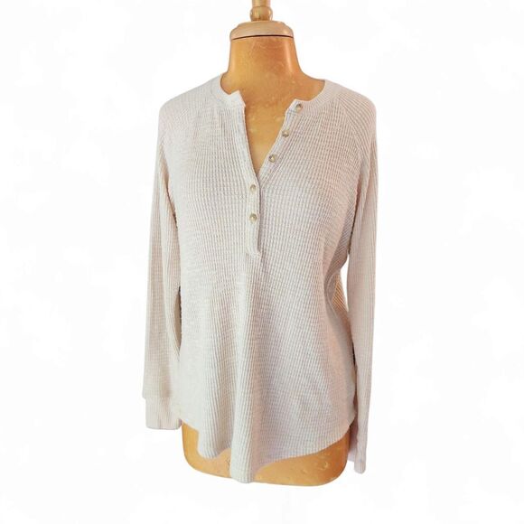 Tops - American eagle Outfitters Women's Cream Waffle Henley S